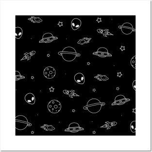 GALAXY ALIEN UFO OUTER SPACE PATTERN Posters and Art